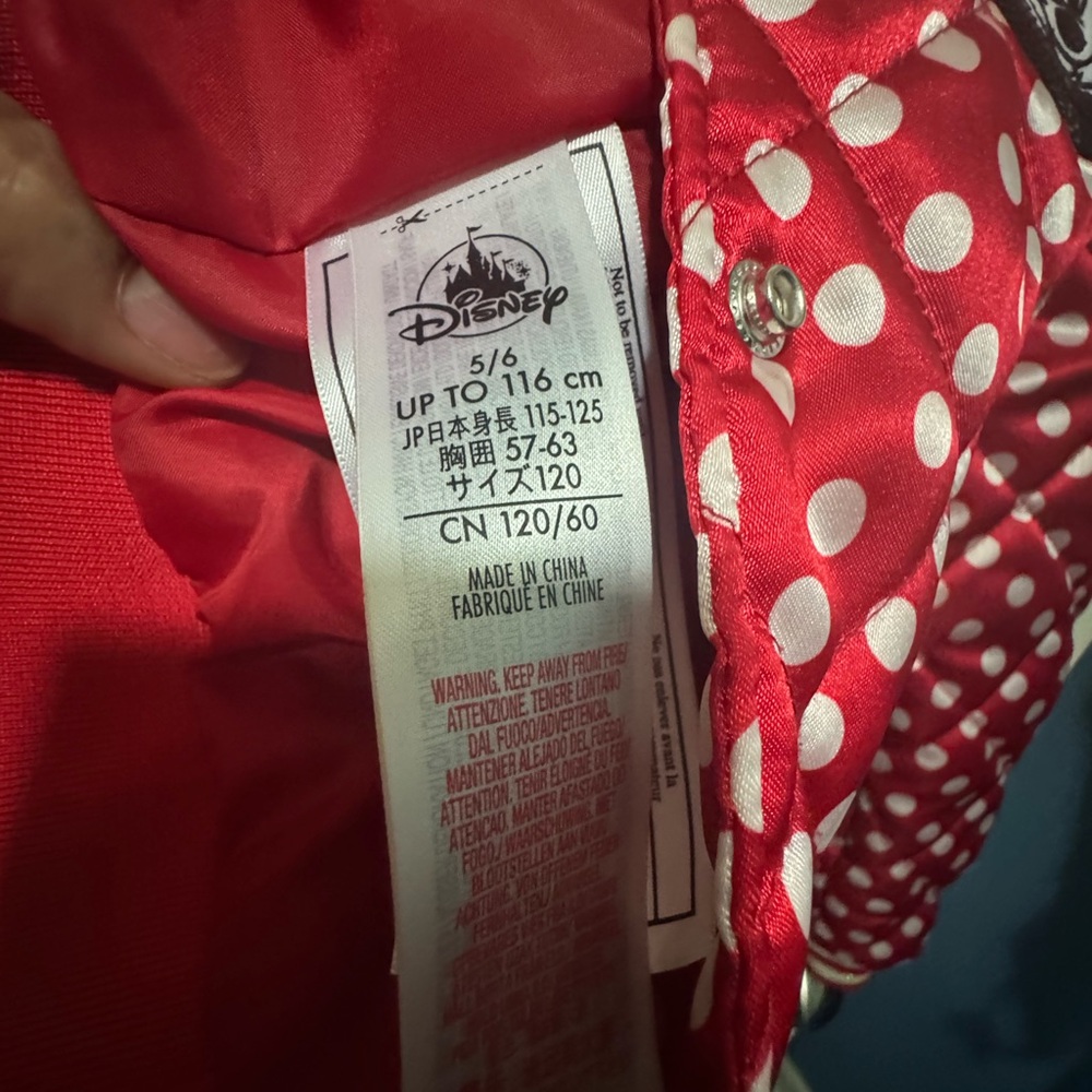 Minnie Mouse Red & white tPolka Dot Quilted Jacket excellent condition size 5/6 - Picture 9 of 9